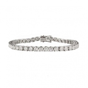 18k White Gold Round Brilliant Cut Diamond Line Bracelet 6.82ct